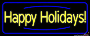 Yellow Happy Holidays Real Neon Glass Tube Neon Sign