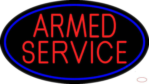 Armed Service With Blue Round Handmade Art Neon Sign