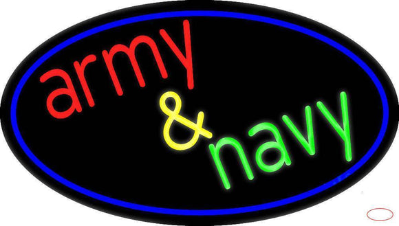Army And Navy With Blue Round Handmade Art Neon Sign