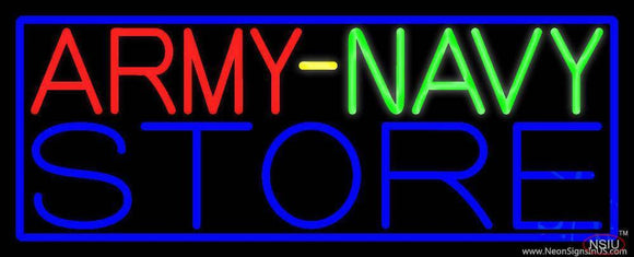 Army Navy Store With Blue Border Handmade Art Neon Sign
