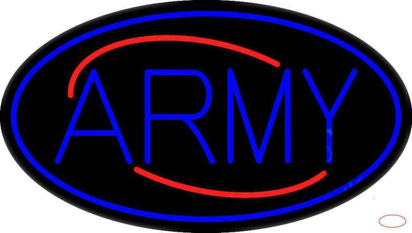 Blue Army With Blue Oval Handmade Art Neon Sign