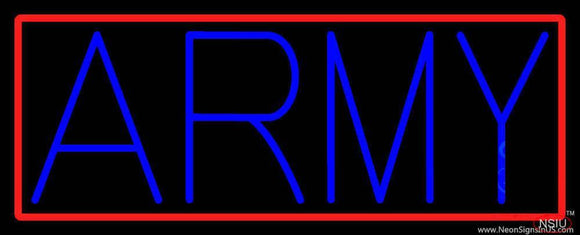 Blue Army With Red Border Handmade Art Neon Sign