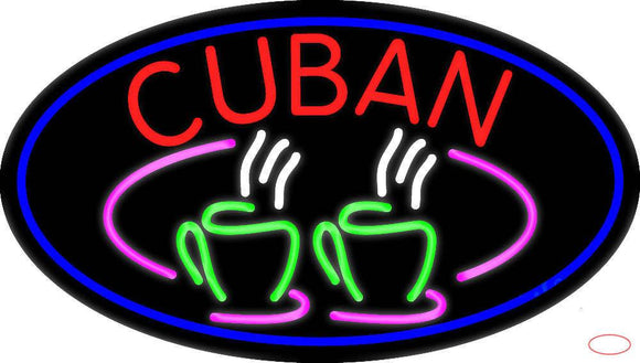 Cuban With Coffee Cup  Real Neon Glass Tube Neon Sign