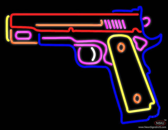 Hand Gun Handmade Art Neon Sign