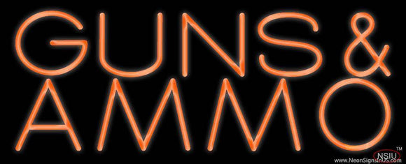 Orange Guns And Ammo Handmade Art Neon Sign