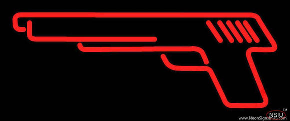 Red Gun Logo Handmade Art Neon Sign