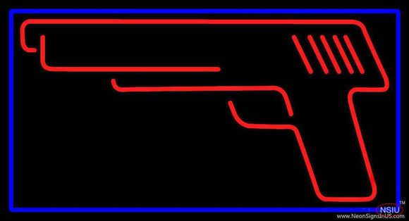 Red Gun Logo Handmade Art Neon Sign
