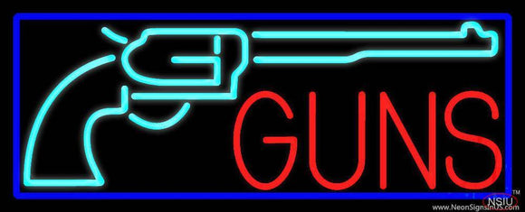 Red Guns Turquoise Logo Handmade Art Neon Sign