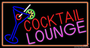 Cocktail Lounge And Martini Glass With Orange Border Real Neon Glass Tube Neon Sign