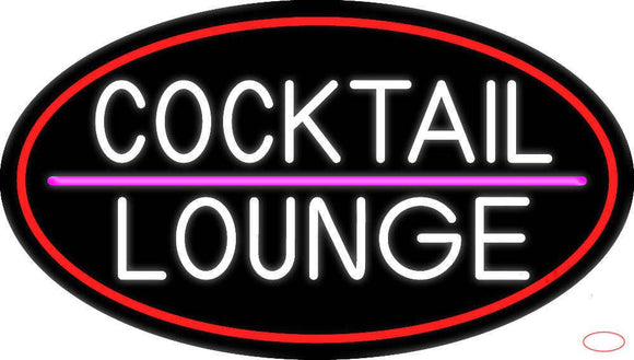 Cocktail Lounge Oval With Red Border Real Neon Glass Tube Neon Sign