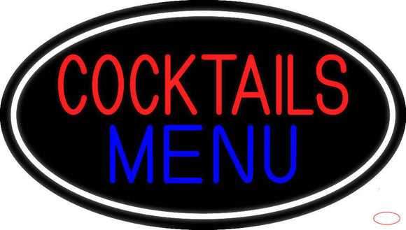Cocktail Menu With Bottle And Glass Real Neon Glass Tube Neon Sign