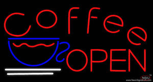 Red Coffee Open Real Neon Glass Tube Neon Sign