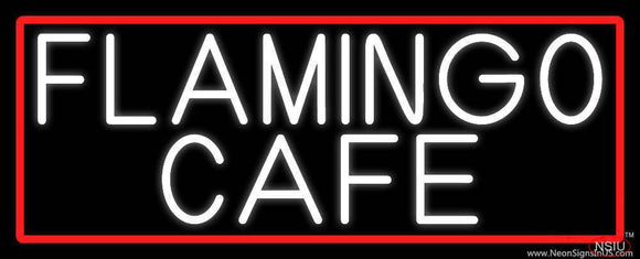 Flamingo Cafe With Red Border Real Neon Glass Tube Neon Sign