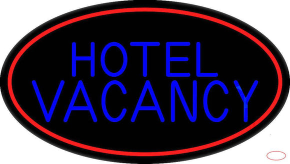 Hotel Vacancy With Blue Border Real Neon Glass Tube Neon Sign