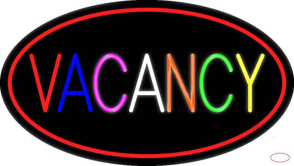 Multi Colored Vacancy With Red Border Real Neon Glass Tube Neon Sign