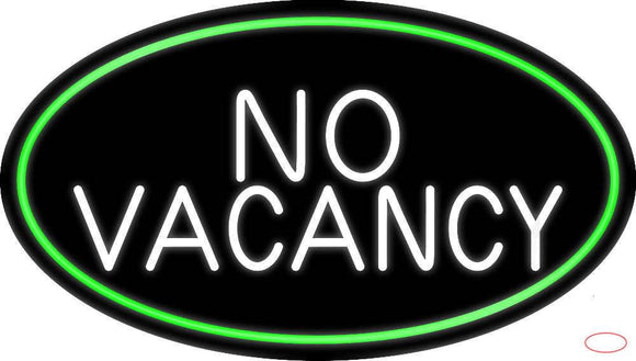 No Vacancy Oval Green Border Real Neon Glass Tube Neon Sign