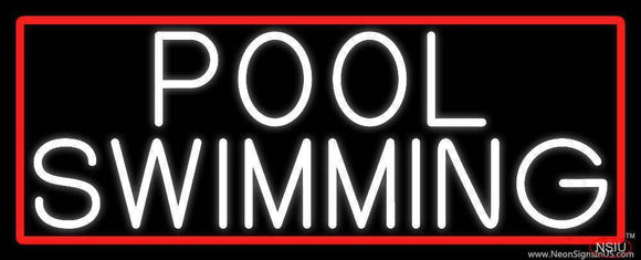 Pool Swimming With Red Border Handmade Art Neon Sign