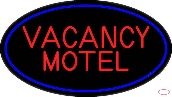 Red Vacancy Motel With Blue Border Real Neon Glass Tube Neon Sign