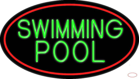 Swimming Pool With Red Border Handmade Art Neon Sign