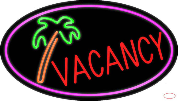 Vacancy Tree With Pink Border Real Neon Glass Tube Neon Sign