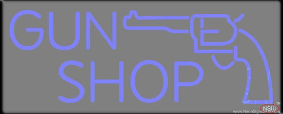 Blue Gun Shop Handmade Art Neon Sign