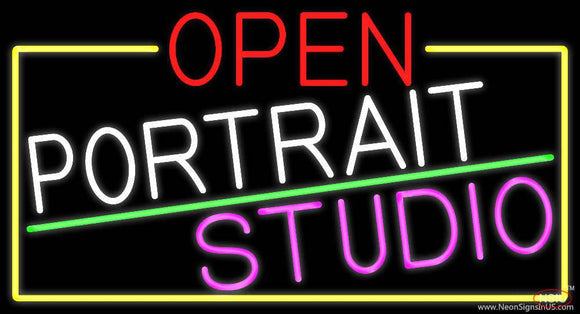 Open Portrait Studio With Yellow Border Real Neon Glass Tube Neon Sign
