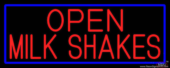 Red Open Milk Shakes With Blue Border Real Neon Glass Tube Neon Sign