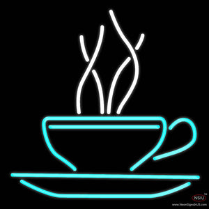 Turquoise Coffee Cup Real Neon Glass Tube Neon Sign