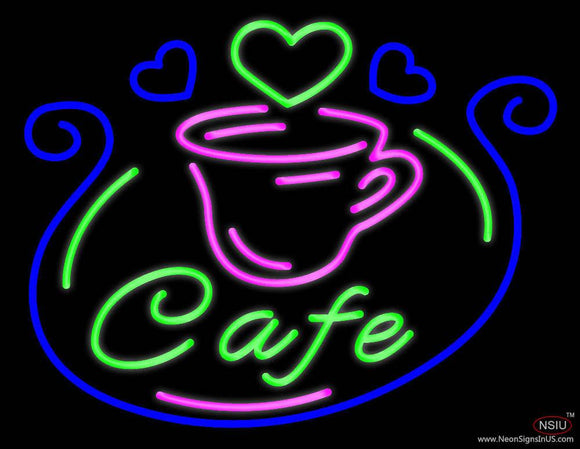 Cafe With Cup Real Neon Glass Tube Neon Sign