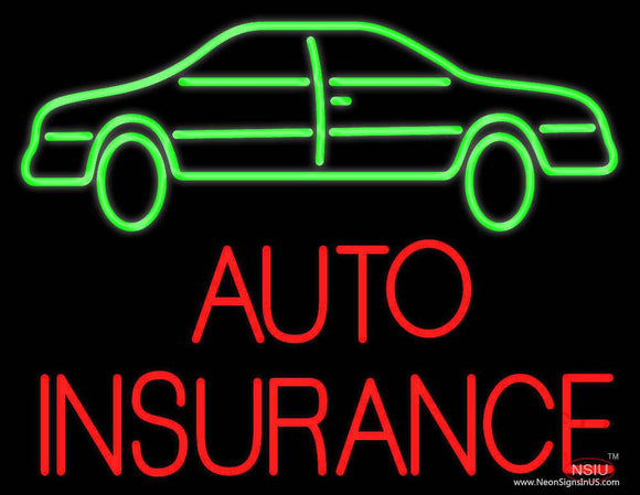 Auto Insurance With Car Real Neon Glass Tube Neon Sign