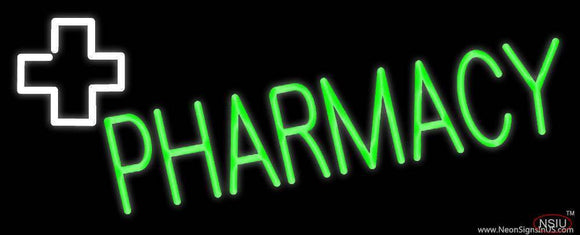 Green Pharmacy With Plus Logo Handmade Art Neon Sign