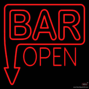 Bar Open With Arrow Red Handmade Art Neon Sign