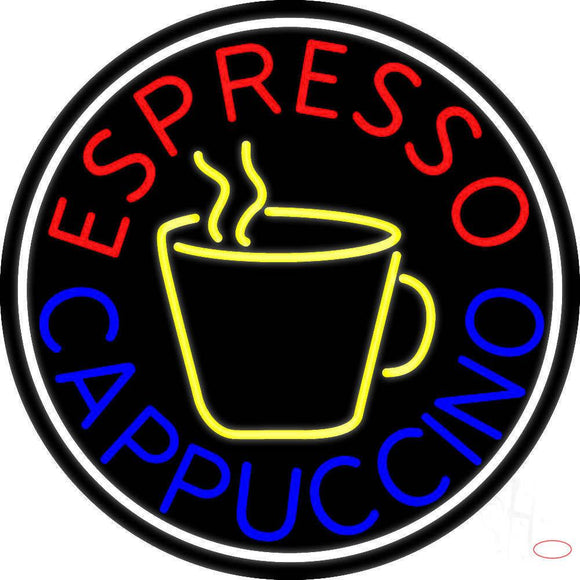 Round Cappuccino Espresso Real Neon Glass Tube Neon Sign
