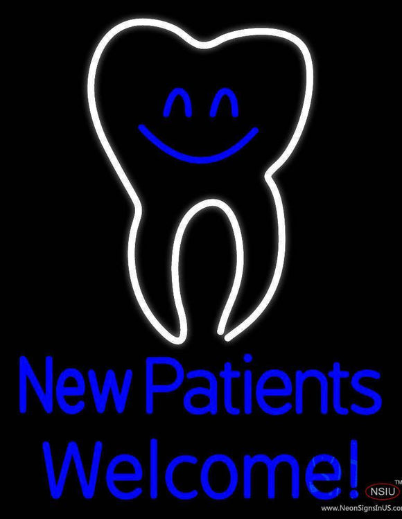 New Patients With Tooth Logo Handmade Art Neon Sign