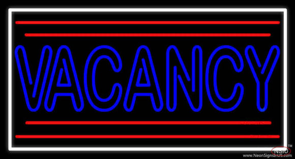 Double Stroke Blue Vacancy With Border Real Neon Glass Tube Neon Sign
