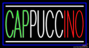 Cappuccino With Blue Border Real Neon Glass Tube Neon Sign