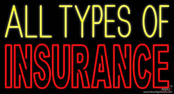 Double Stroke All Types Of Insurance Real Neon Glass Tube Neon Sign