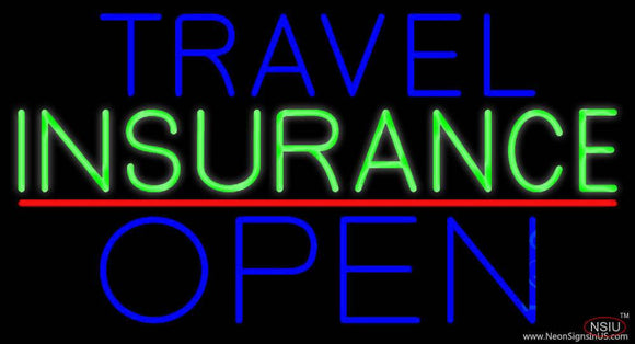 Travel Insurance Open Block Red Line Real Neon Glass Tube Neon Sign