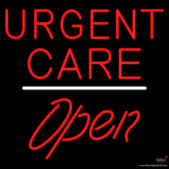 Urgent Care Script Open White Line Handmade Art Neon Sign
