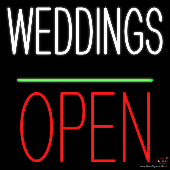 Weddings Block Open Green Line Real Neon Glass Tube Neon Sign