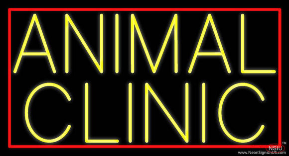 Yellow Animal Clinic Red Border Real Neon Glass Tube Neon Sign