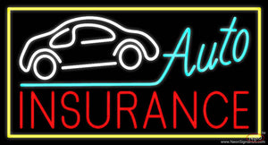 Auto Insurance White Car Logo Real Neon Glass Tube Neon Sign