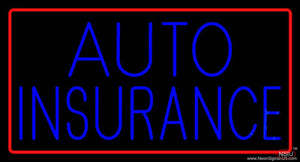 Blue Auto Insurance Red Border Real Neon Glass Tube Neon Sign