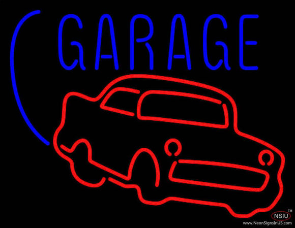 Red Car Logo White Garage Real Neon Glass Tube Neon Sign