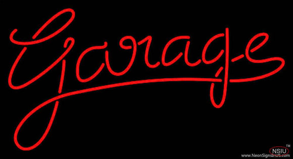 Red Cursive Garage Real Neon Glass Tube Neon Sign