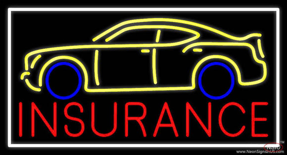 Red Insurance Car Logo With White Border Real Neon Glass Tube Neon Sign