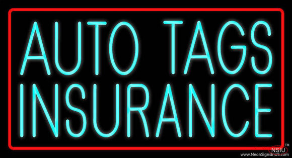 Turquoise Auto Tags Insurance Red Border Real Neon Glass Tube Neon Sign