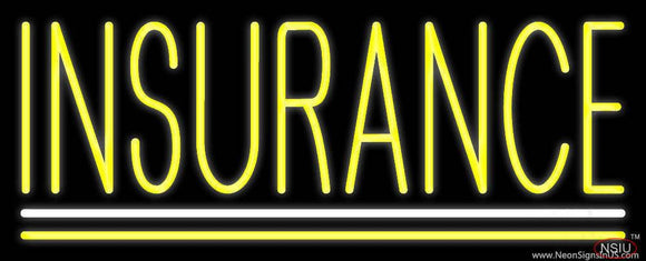 Yellow Insurance White Yellow Double Line Real Neon Glass Tube Neon Sign