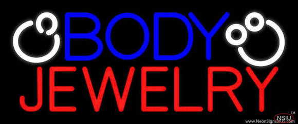 Blue And Red Body Jewelry Block Logo Handmade Art Neon Sign