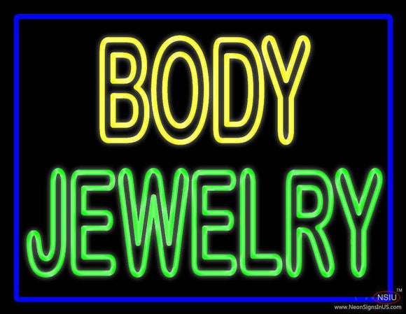 Body Jewelry Blue Border Handmade Art Neon Sign